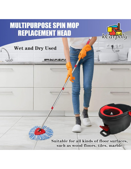 Paquete de 2 cabezales de microfibra kCarpoly para mopa EasyWring