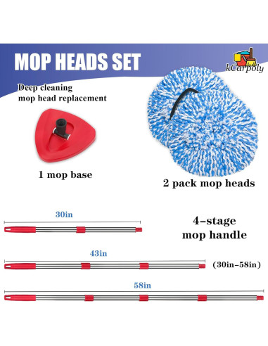 Paquete de 2 cabezales de microfibra kCarpoly para mopa EasyWring