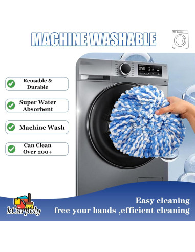 Paquete de 2 cabezales de microfibra kCarpoly para mopa EasyWring