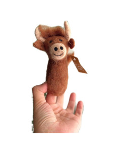 Títeres de dedo de vaca de fieltro Ganapati Crafts - Marrón