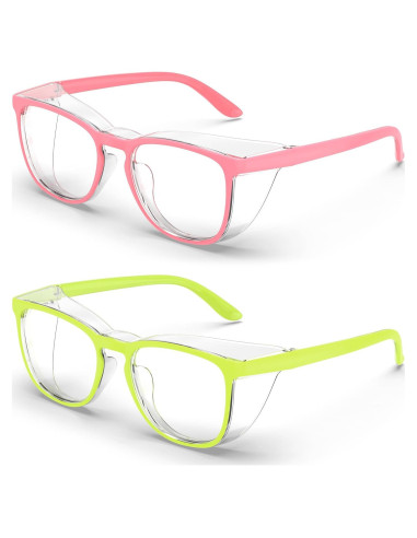 Gafas de Seguridad Antivaho 2 Paquete Rosa Claro y Verde