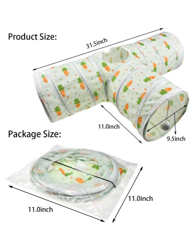 Túnel Colapsable para Mascotas Vehomy 3 Vías con Patrones de Zanahoria