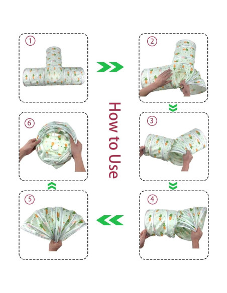 Túnel Colapsable para Mascotas Vehomy 3 Vías con Patrones de Zanahoria