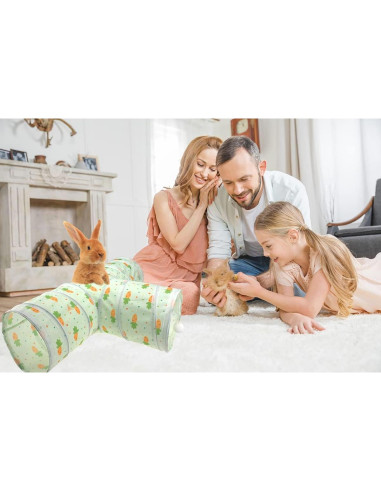 Túnel Colapsable para Mascotas Vehomy 3 Vías con Patrones de Zanahoria