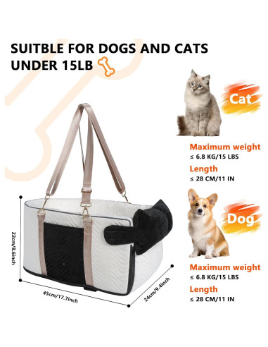 Asiento de coche para perros RUONARIER consola 45x24x22cm