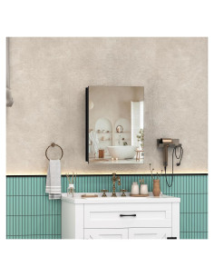 Gabinete de Medicina Umeiga Negro 45.72x35.56cm Montado Pared