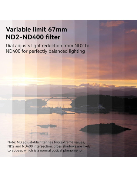 Filtro ND APEXEL 67mm Variable ND2-ND400 para Cámara