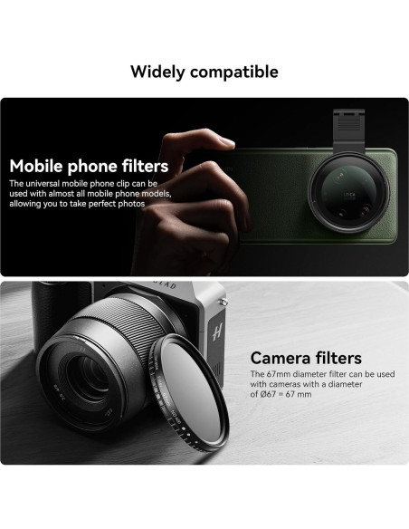 Filtro ND APEXEL 67mm Variable ND2-ND400 para Cámara