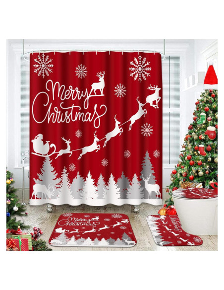 Juego de Cortinas de Ducha Bayson Navidad 4 Piezas 182.88 cm