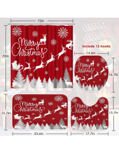 Juego de Cortinas de Ducha Bayson Navidad 4 Piezas 182.88 cm 2