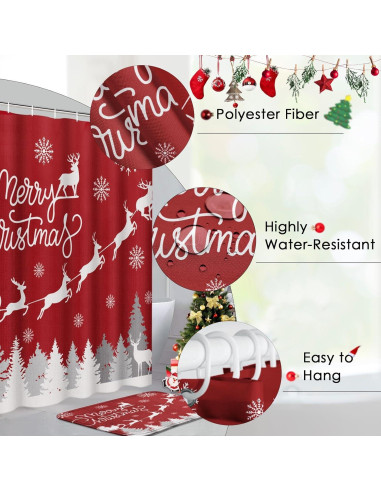 Juego de Cortinas de Ducha Bayson Navidad 4 Piezas 182.88 cm