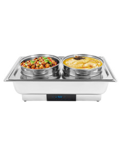 Calentador de Comida Eléctrico 2 Ollas GUDBYWXB 400W Acero Inoxidable