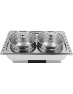 Calentador de Comida Eléctrico 2 Ollas GUDBYWXB 400W Acero Inoxidable 2