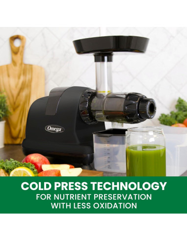 Exprimidor de Prensa Fría Omega J8006HDBLK 200W Negro