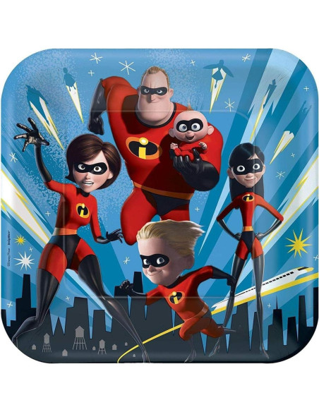 Platos de Cena Desechables Disney Incredibles 2 - 8 Piezas