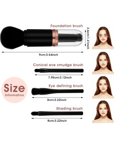 Set de Brochas de Maquillaje Portátil Molain 4 en 1 Negro 2