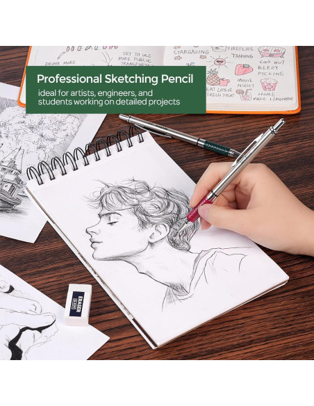 Conjunto de Lápices Mecánicos Nicpro 4 PCS 2mm con 108 Recargas