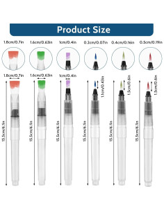 6 Bolígrafos de Acuarela Recargables Abeillo - Punta Fina y Plana 2