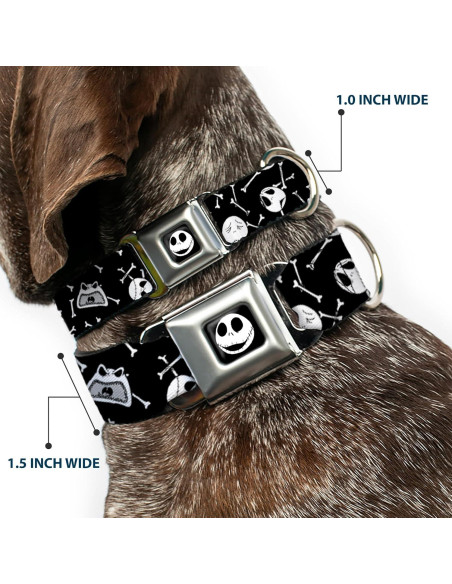 Collar de Perro Buckle-Down Huesos Esparcidos 11-17 cm