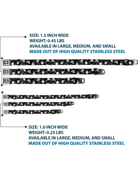 Collar de Perro Buckle-Down Huesos Esparcidos 11-17 cm