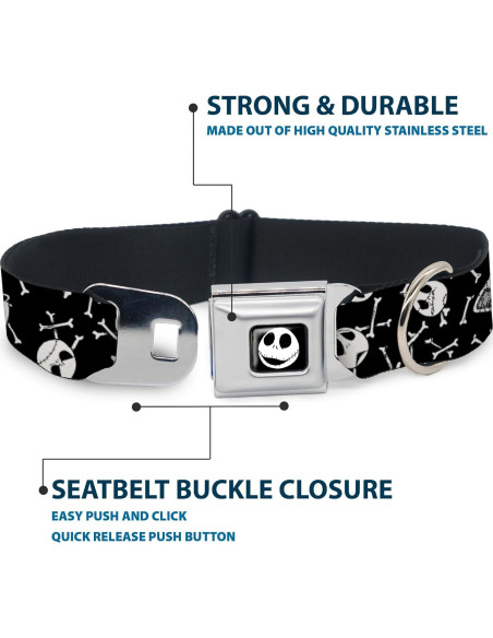 Collar de Perro Buckle-Down Huesos Esparcidos 11-17 cm