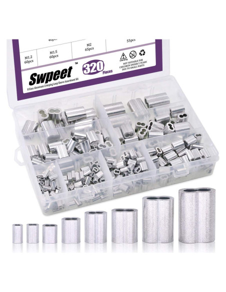 Kit de 320 Piezas de Mangas de Crimpado Aluminio Swpeet