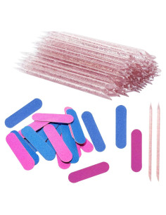 100 PCS Palitos de Uñas y Limas Doble Cara Rosa Ourart