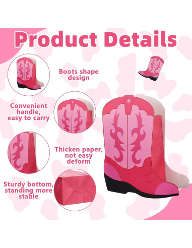 16 Cajas de Regalo en Forma de Botas de Vaquero Rosa Eshylala