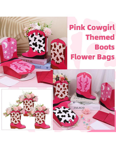 16 Cajas de Regalo en Forma de Botas de Vaquero Rosa Eshylala