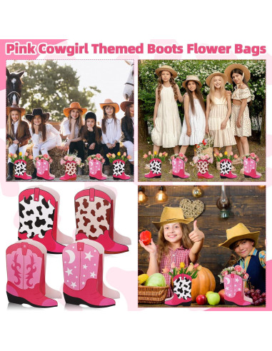16 Cajas de Regalo en Forma de Botas de Vaquero Rosa Eshylala