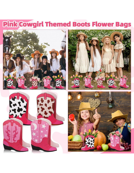16 Cajas de Regalo en Forma de Botas de Vaquero Rosa Eshylala