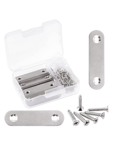 Glarks Soportes Planos Rectos de Acero Inoxidable 60mm - 20 Pcs