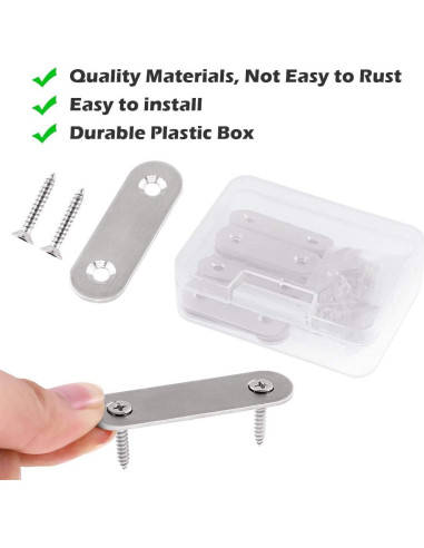 Glarks Soportes Planos Rectos de Acero Inoxidable 60mm - 20 Pcs