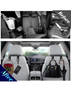 Ganchos de Accesorios para Automóvil Murimt - 2 Piezas Flor Negra 2