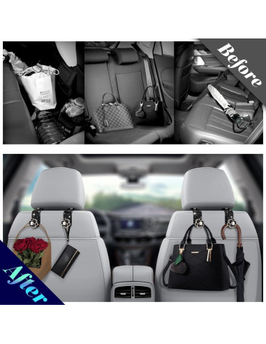 Ganchos de Accesorios para Automóvil Murimt - 2 Piezas Flor Negra