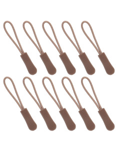10 Tiradores de Cremallera Beige Badong - Cuerda de Nylon 65mm