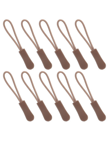 10 Tiradores de Cremallera Beige Badong - Cuerda de Nylon 65mm