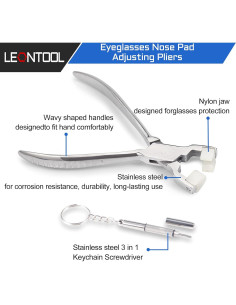 Alicates Ajuste Gafas LEONTOOL 15 cm + Destornillador Mini 2