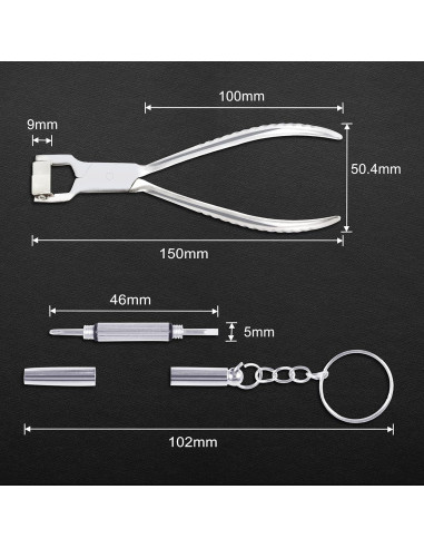 Alicates Ajuste Gafas LEONTOOL 15 cm + Destornillador Mini