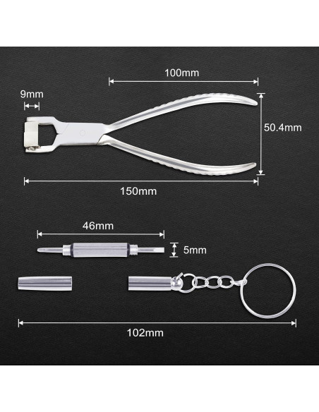 Alicates Ajuste Gafas LEONTOOL 15 cm + Destornillador Mini