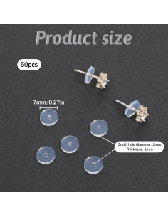 50 Almohadillas de Silicona Transparentes 7mm para Pendientes 2