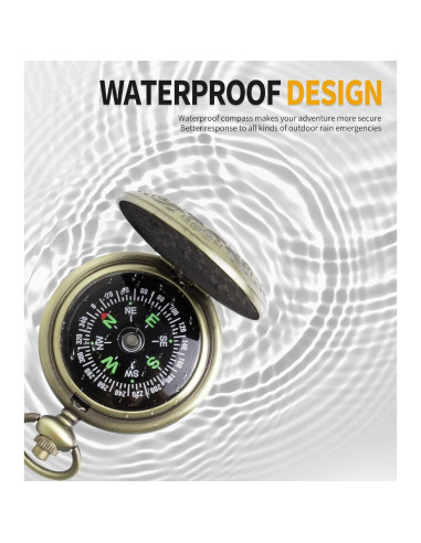 Brújula de bolsillo LGRZYEC ZN-22 a prueba de agua bronce