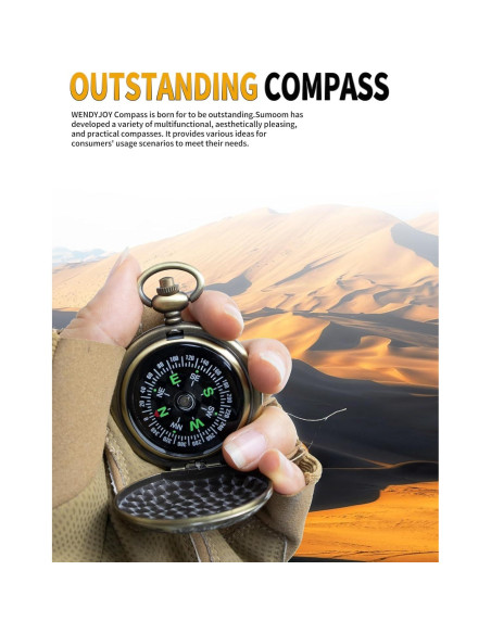 Brújula de bolsillo LGRZYEC ZN-22 a prueba de agua bronce