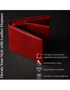 Billetera de Cuero Time Resistance para Hombres - Bifold Rojo 2