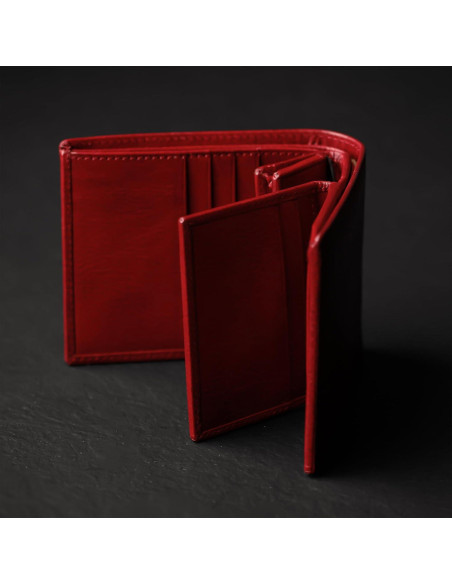 Billetera de Cuero Time Resistance para Hombres - Bifold Rojo