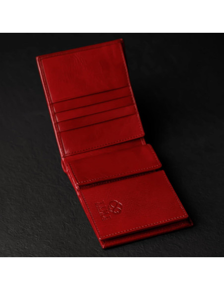 Billetera de Cuero Time Resistance para Hombres - Bifold Rojo