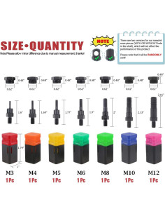 Juego de Pernos y Tuercas Hilitchi Métrico 7PCS M3 a M12 2