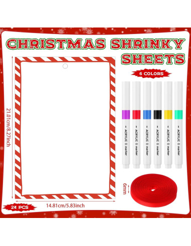 Conjunto de Hojas Encogibles de Navidad Harloon 24 Pcs