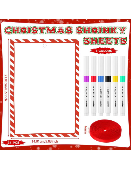 Conjunto de Hojas Encogibles de Navidad Harloon 24 Pcs