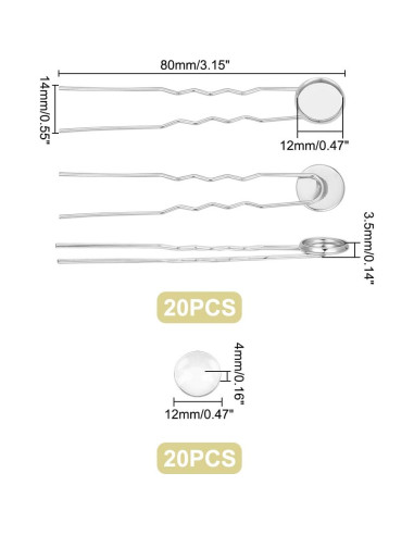 Pasadores de Cabello Vacíos UNICRAFTALE 20 Piezas Platino